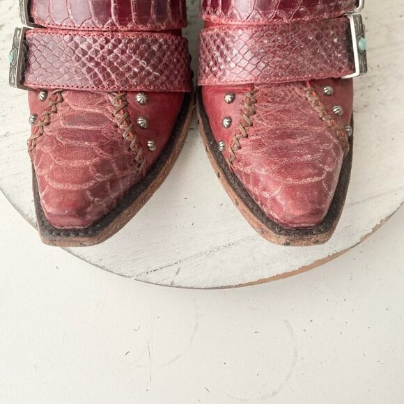 Lane SHOWDOWN Womens Cowboy Boots 7.5 Red Short Western Cowgirl Lace-up Booties - Picture 6 of 11
